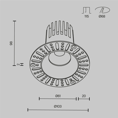 Встраиваемый светильник Maytoni Technical Dip DL121-15W-3K-TRS-W