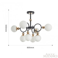 Потолочная люстра Arte Milano Neapolis 274307/8 BK/GD
