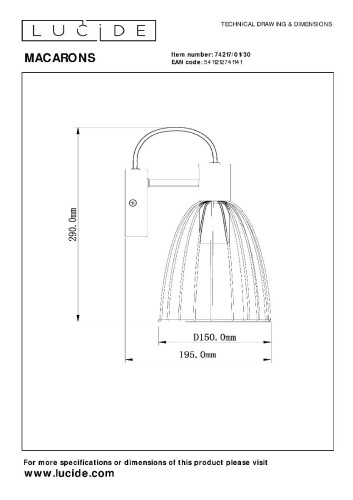 Бра Lucide Macarons 74217/01/30