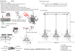 Подвесной светильник Crystal Lux GARDEN SP3х3 L1200 CHROME