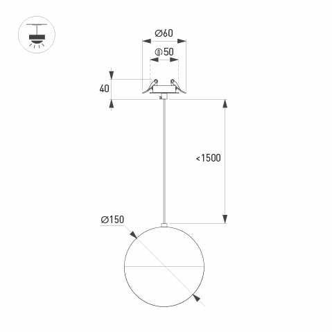 Подвесной светильник Arlight SP-EMISFERO-HANG-BUILT-R150-11W Day4000 (WH, 170 deg, 230V) 056586