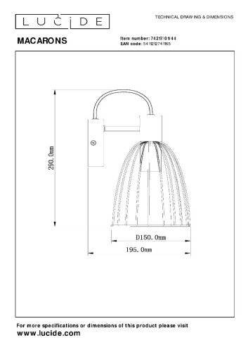 Бра Lucide Macarons 74217/01/44