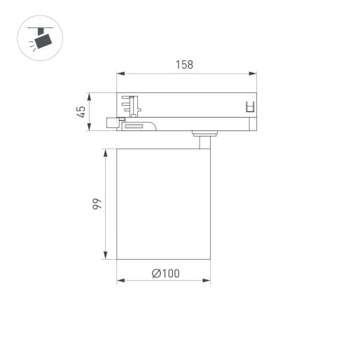 Трековый трехфазный светильник Arlight LGD-DYKE-4TR-R100-36W Day4000 (WH, 38 deg, 230V) 052290