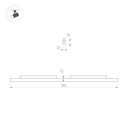 Трековый магнитный светильник Arlight MAG-ORIENT-FLAT-L800-27W Warm3000 (BK, 100 deg, 48V, DALI) (IP20 Металл) 060473