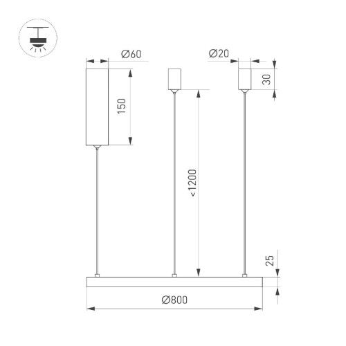 Подвесной светильник Arlight SP-CONGO-MULT-1-R800-42W Day4000 (GD, 120 deg, 230V) 046249
