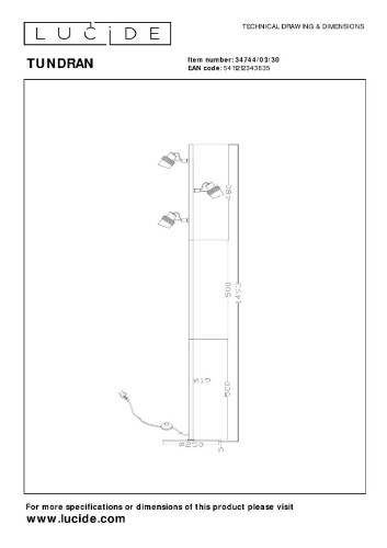 Торшер Lucide Tundran 34744/03/30