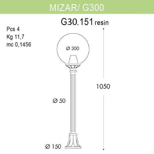Уличный светильник Fumagalli Mizar.R/G300 G30.151.000.BYE27