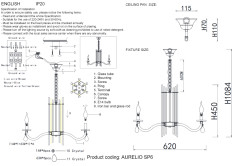 Подвесная люстра Crystal Lux AURELIO SP6 GOLD+CHROME/TRANSPARENT