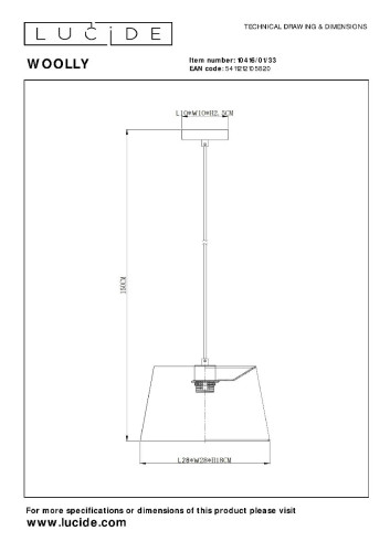 Подвесной светильник Lucide Woolly 10416/01/33
