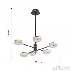Люстра на штанге Arte Milano Ferrara 276699/6 BK/GD