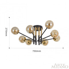 Потолочная люстра Arte Milano Neapolis 273708/8 BK/GD