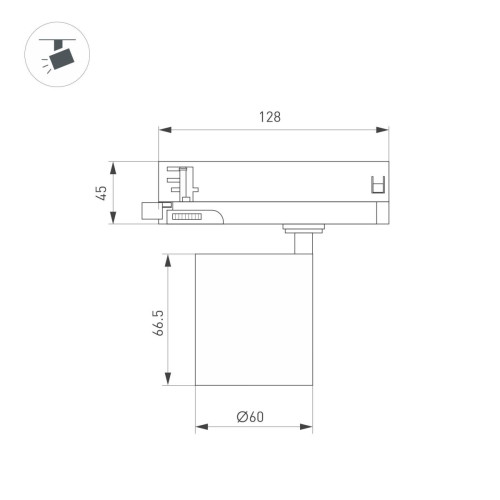 Трековый трехфазный светильник Arlight LGD-DYKE-4TR-R60-8W Warm3000 (BK, 50 deg, 230V) 052277
