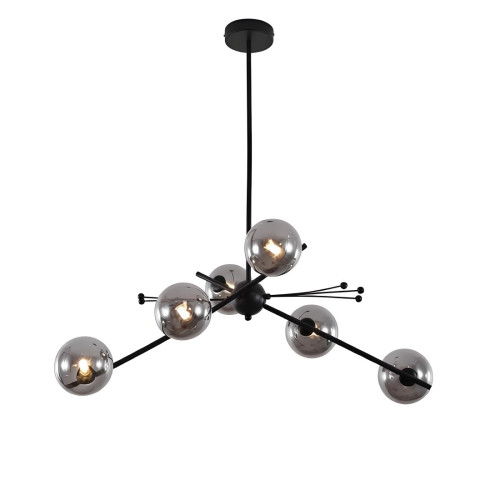 Люстра 9303P-6 black/smoky
