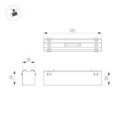 Трековый магнитный светильник Arlight MAG-VIBE-LASER-L101-6W Warm3000 (BK, 24 deg, 48V) 044415