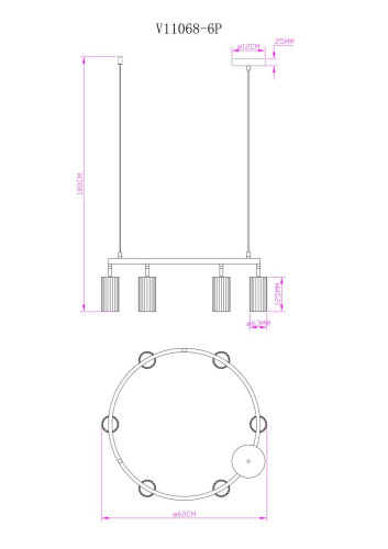Подвесная люстра Moderli Cora V11603-6P