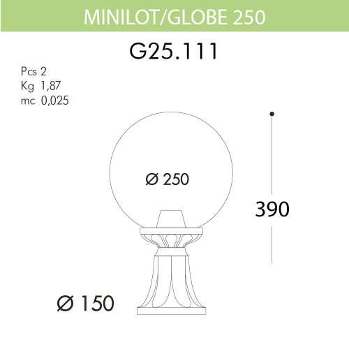 Уличный светильник Fumagalli Minilot/G250 G25.111.000.BXE27