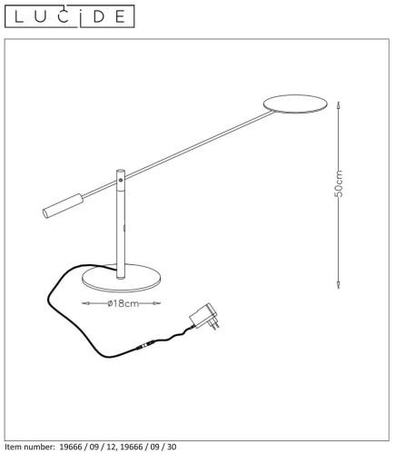 Настольная лампа Lucide ANSELMO 19666/09/30