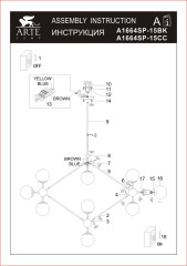 Люстра на штанге Arte Lamp Bolla A1664SP-15BK