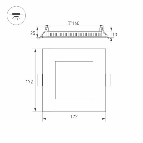 Встраиваемый светодиодный светильник Arlight DL-172x172M-15W Day White 020132