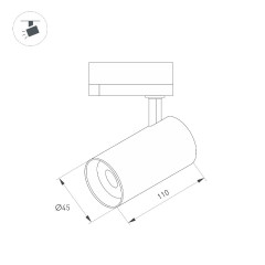 Трековый однофазный светильник Arlight LGD-SPOT-2TR-R45-7W Warm3000 (BK, 24 deg, 230V) 042539