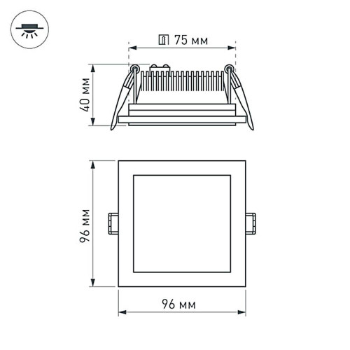 Встраиваемый светодиодный светильник Arlight LT-S96x96WH 6W Day White 014934