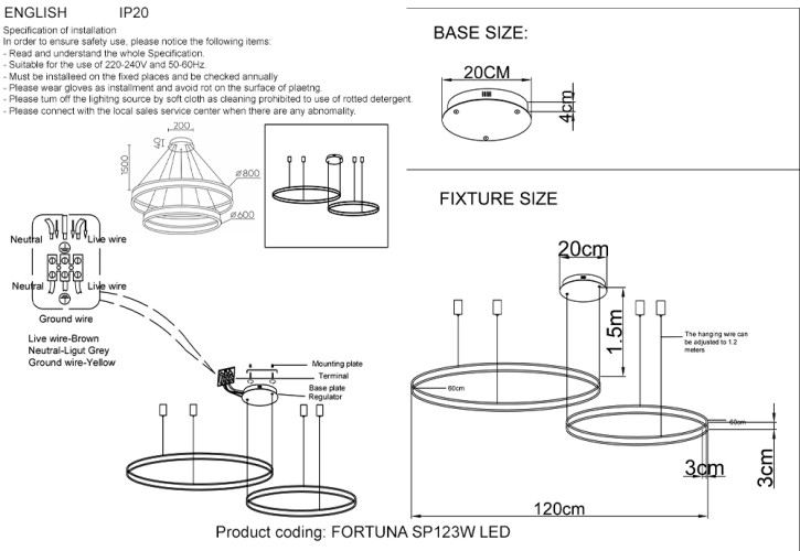 Подвесная люстра Crystal Lux FORTUNA SP123W LED BLACK
