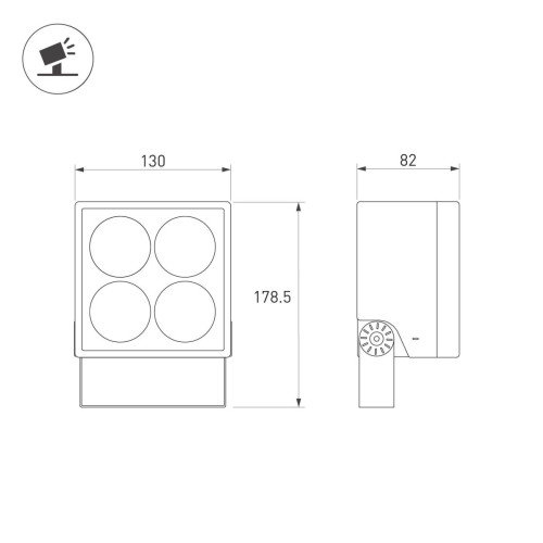 Прожектор Arlight ALT-BLOCK-S130x130-15W Warm3000 (GR, 3 deg, 230V) 054749