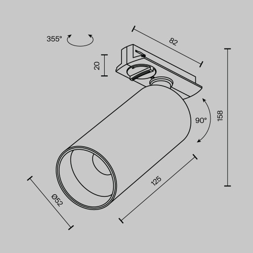Трековый однофазный светильник Maytoni Focus Led TR021-1-12W3K-W-BBS