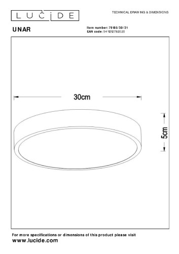 Потолочный светильник Lucide Unar 79185/30/31
