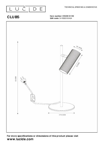 Настольная лампа Lucide Clubs 09539/01/30