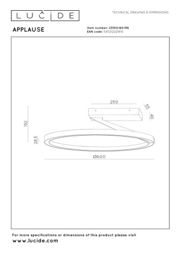 Потолочный светильник Lucide Applause 23100/60/96