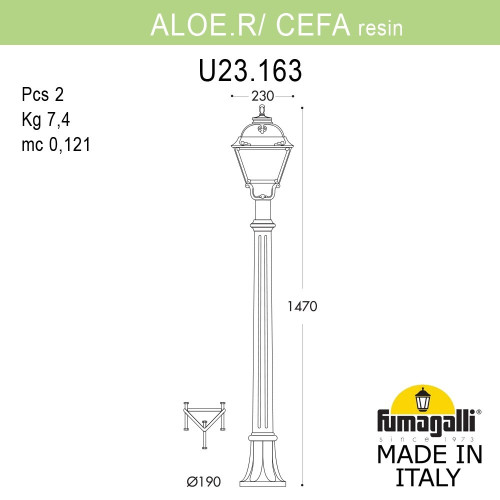 Ландшафтный светильник Fumagalli ALOE.R/CEFA U23.163.000.WYE27