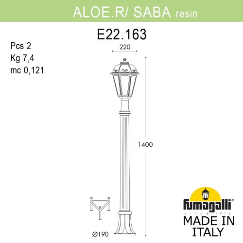 Ландшафтный светильник Fumagalli ALOE.R/SABA K22.163.000.BYE27