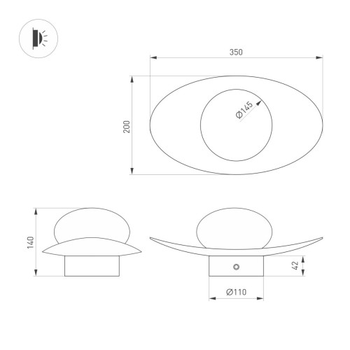 Настенный светильник Arlight SP-PERLEN-WALL-L350-6W Warm3200-MIX (BR, 150 deg, 230V, TOUCH-DIM) (IP20 Металл) 057587