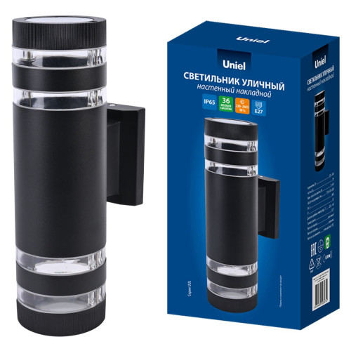 Уличный настенный светильник Uniel UUL-S20A 2x60W/E27 IP65 BLACK UL-00012921