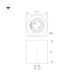 Накладной светильник Arlight SP-ACENTO-S95x95-10W Warm3000 (BK, 20-45 deg, 230V) 055747