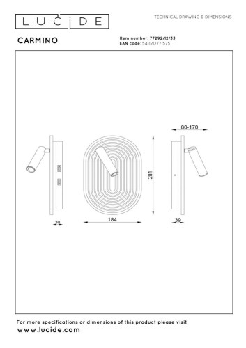 Настенный светильник Lucide Carmino 77292/12/33