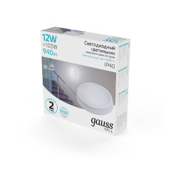 Настенно-потолочный светодиодный светильник Gauss Hall 193411212-S
