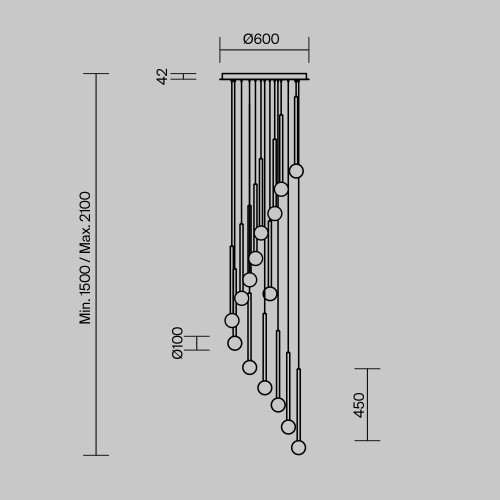 Каскадная люстра Maytoni Bubble dream MOD383PL-L40BBS3K