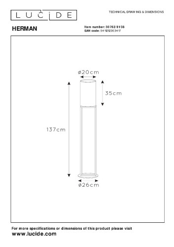 Торшер Lucide Herman 30762/81/38