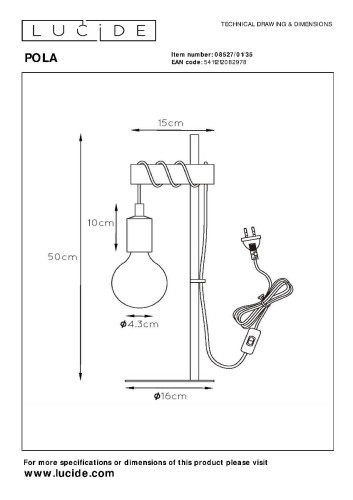 Настольная лампа Lucide Paulien 08527/01/35