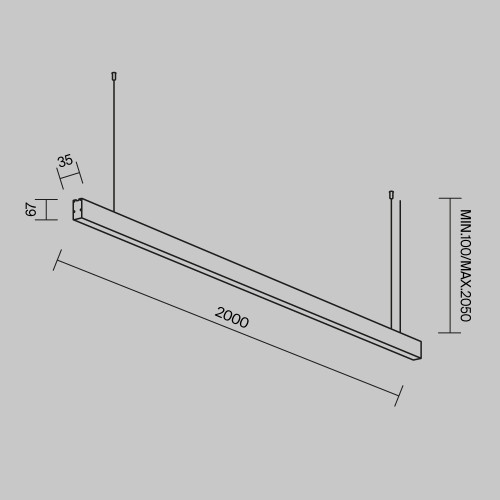 Линейный подвесной светильник Maytoni Technical 4000K 35x35 (Черный, 1 м) LL312012