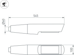 Уличный светильник Arlight OXOR-NOXT-EMP-545x100-25W Day4000 (BK, 120 deg, 230V) IP65 052478