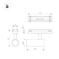 Трековый магнитный светильник Arlight MAG-VIBE-SPOT-R35-8W Day4000 (WH, 24 deg, 48V) 044464