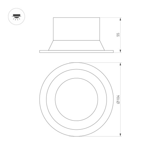 Встраиваемый светильник Arlight MS-BREEZE-BUILT-R104-12W Warm3000 (WH, 90 deg, 230V) 036615