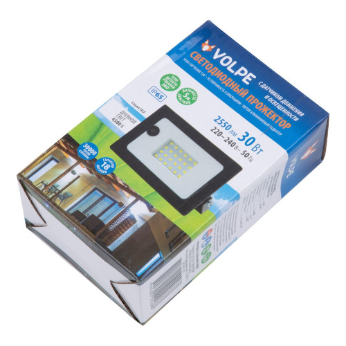 Прожектор Volpe ULF-Q518 30W/6500K SENSOR IP65 220-240V BLACK UL-00011679