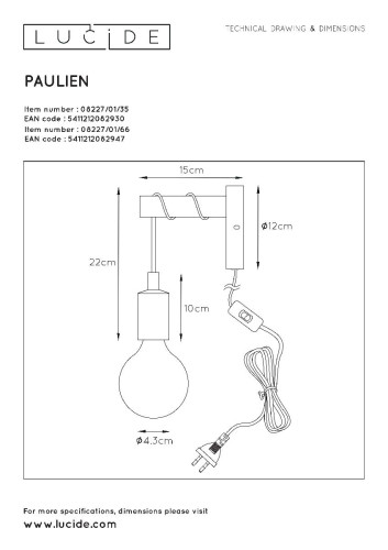 Бра Lucide Paulien 08227/01/66