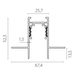 Шинопровод 4-контактный встраиваемый со стыковочным пазом 48V 3м (Заглушки и декоративный экран в комплекте) Lightstar Uno Pro 509237P