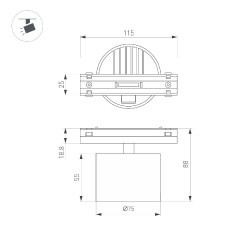 Трековый магнитный светильник Arlight MAG-VIBE-POINT-R75-10W Day4000 (WH, 24 deg, 48V) 044467