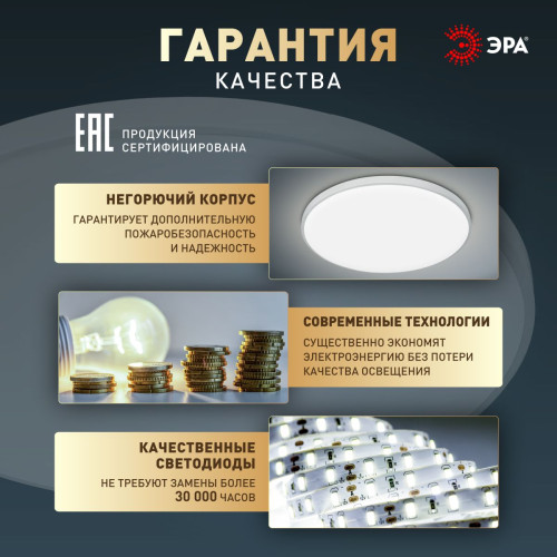 Потолочный светильник Эра Классик без ДУ SPB-6 WH 24W-5K Slim Base